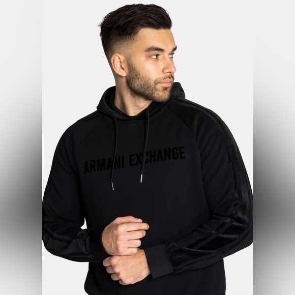 armani exchange Velour black sweatshirt 
style:6KZMFS ZJ6LZ 1200 - Picture 4 of 7